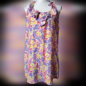 Alice & Trixie Silk Dress Y Back Sleeveless Ruffle XS